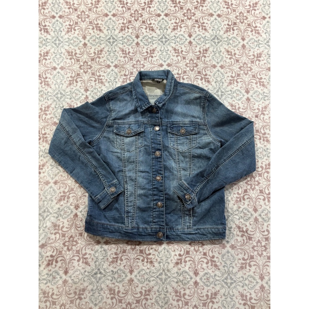 Buffalo David Bitton Womens Denim Trucker Jacket Medium Wash Stretch Blue Small
